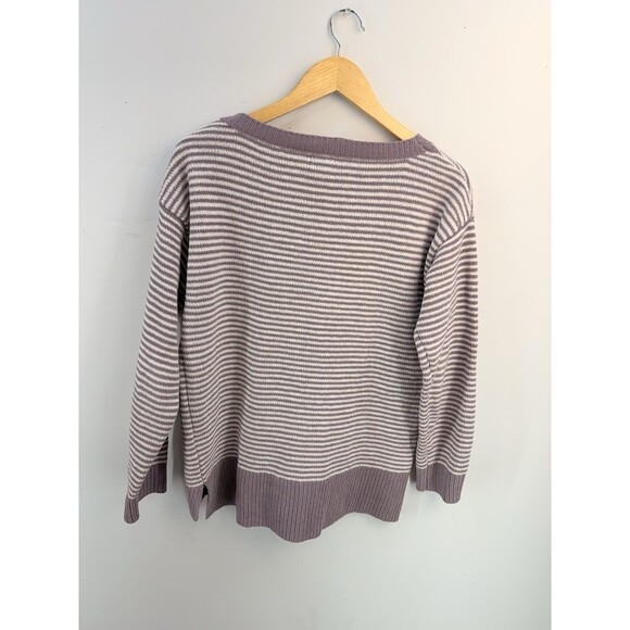 Jones ny striped super soft chunky sweater lavender purple white medium - Picture 3 of 12